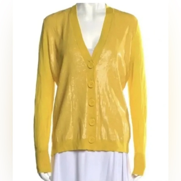 Vintage Tory Burch yellow wool sequin small cardigan - Picture 1 of 6